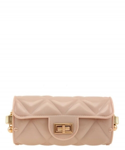 DIAMOND QUILTED CYLINDER SHAPE CROSSBODY JELLY BAG SP7163-1 NUDE